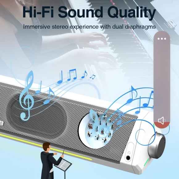 Bluedee Computer Speakers, Bluetooth Soundbar, HiFi Stereo New in a Box - Picture 10 of 14